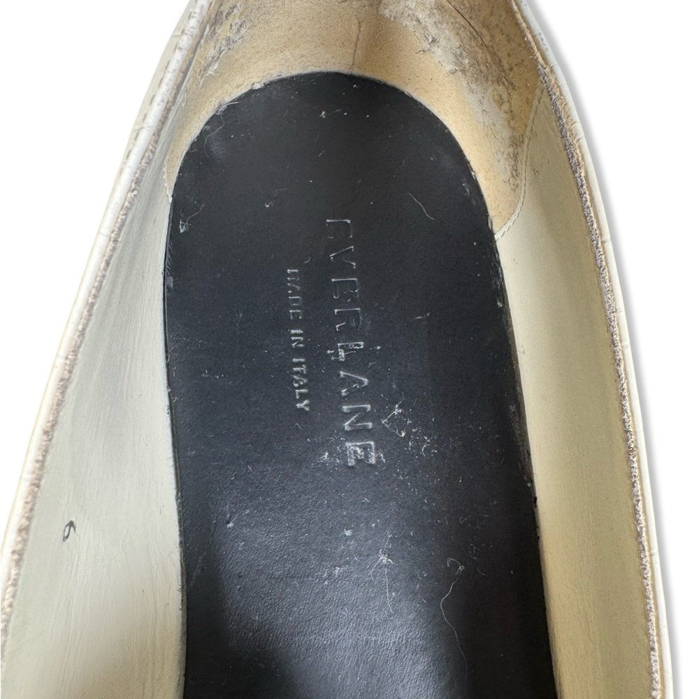 Everlane Square Toe  Oxfords Loafers Bone White Embossed Croc genuine leather - Picture 5 of 8